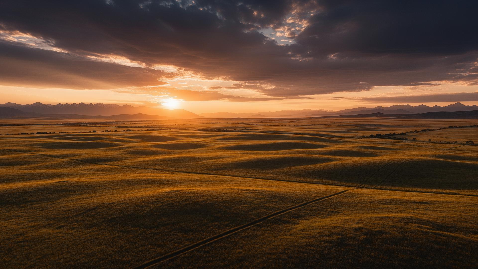 Vast vacant American land at sunset